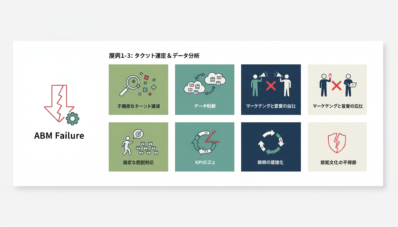 ABMが失敗する理由とは？ターゲット選定・データ分断・営業不在で崩れる7つの原因