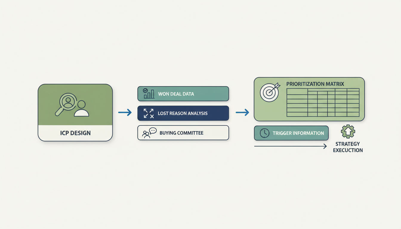 ABMのターゲットアカウント選定とは？ICP・受注データ・失注理由で優先順位を決める方法