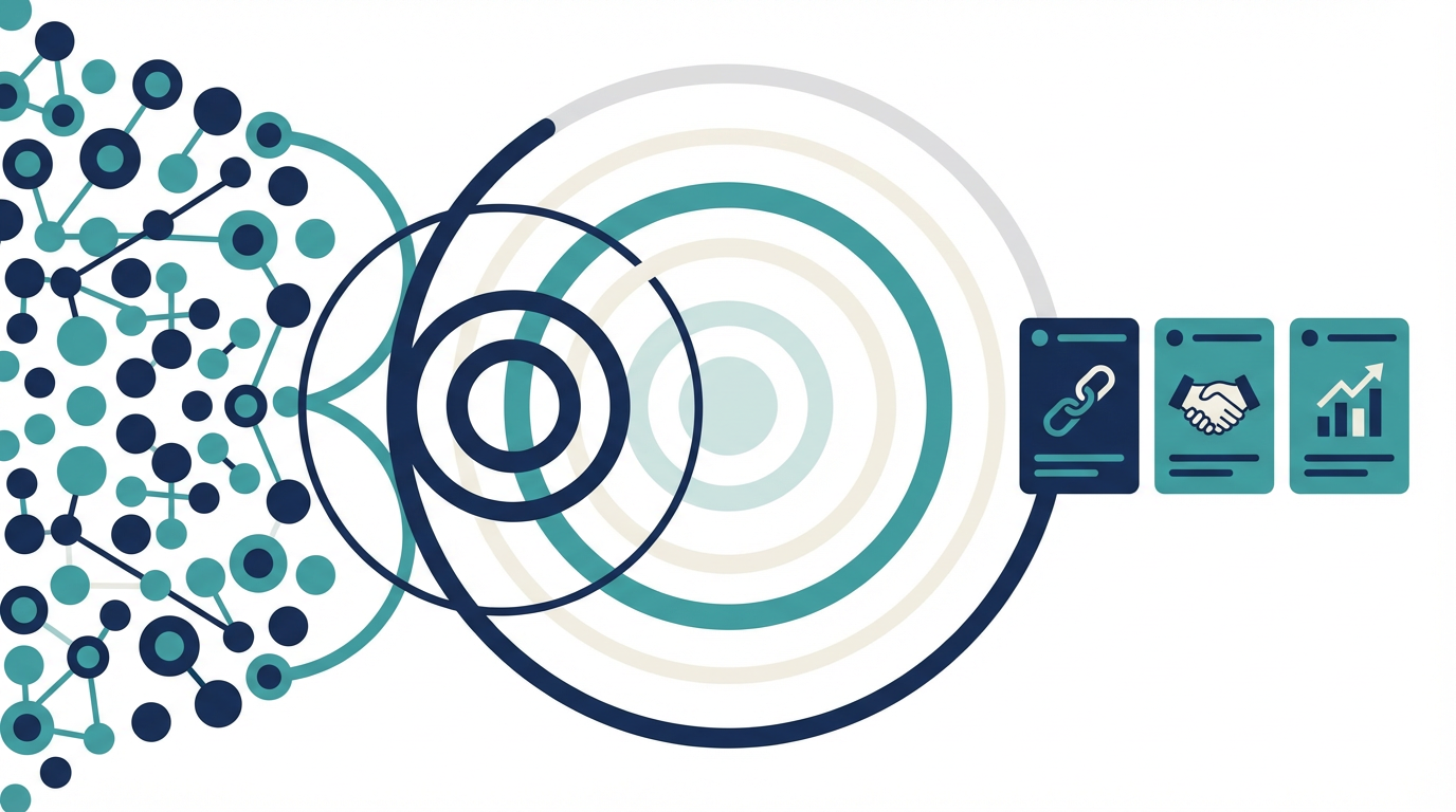 Affinity CRMを、relationship intelligence、自動活動取得、private capital特化の3軸で整理した図