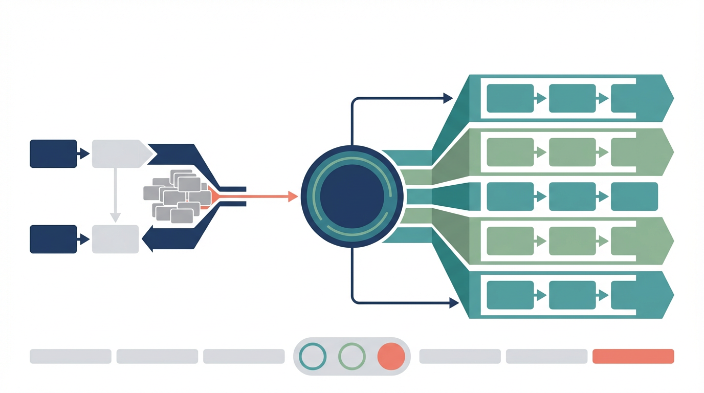 AIエージェント活用を稼働時間ではなくKPI、ボトルネック、集中処理、監視用途で判断する図