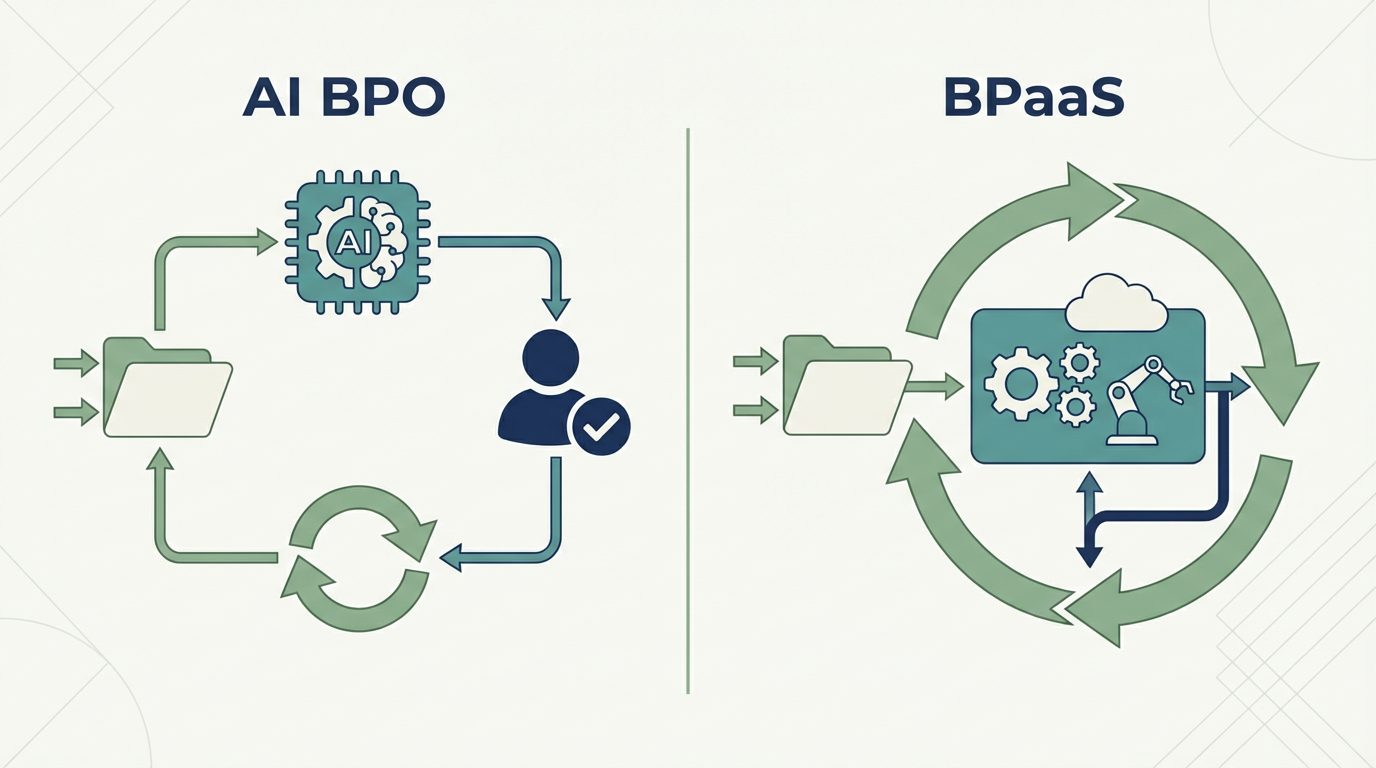 AI BPOとBPaaSの違い｜人の運用とシステム化の分け方