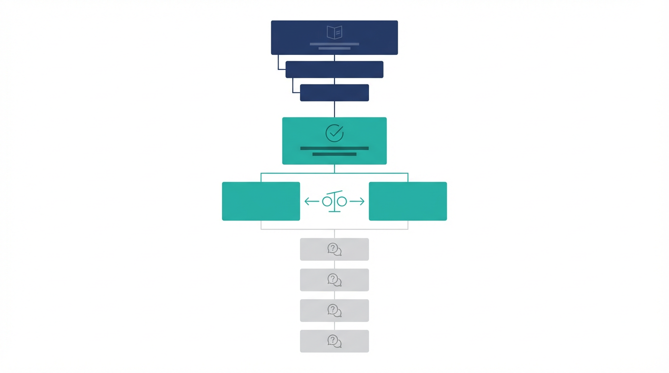 answer target設計を、見出し、結論、比較補足、FAQの4要素で整理した図