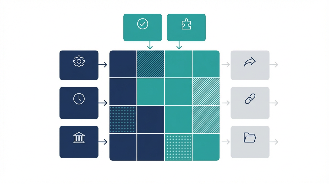 AI検索向け比較表を、比較軸、前提条件、適合条件、関連導線で整理した図