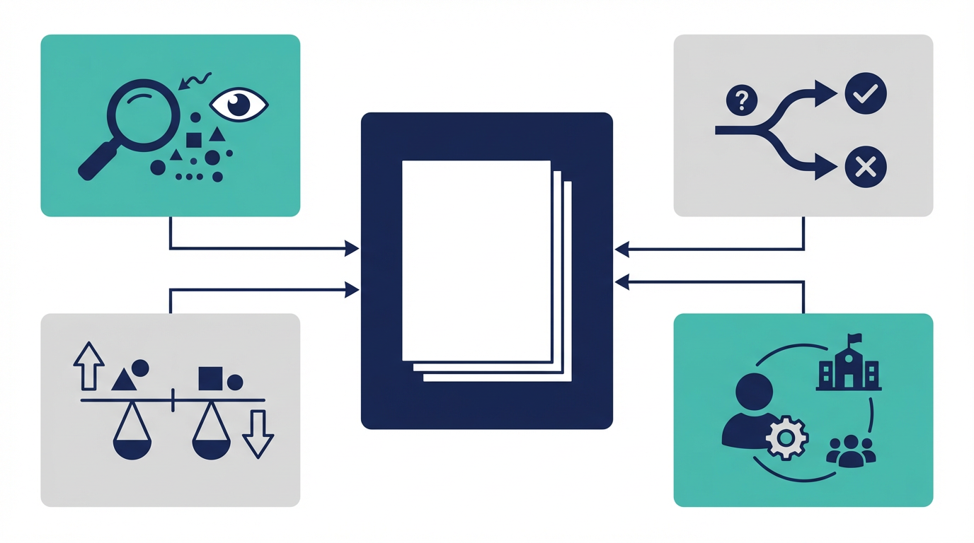 一次情報を、観察、条件、比較軸、責任主体の4要素で整理した図