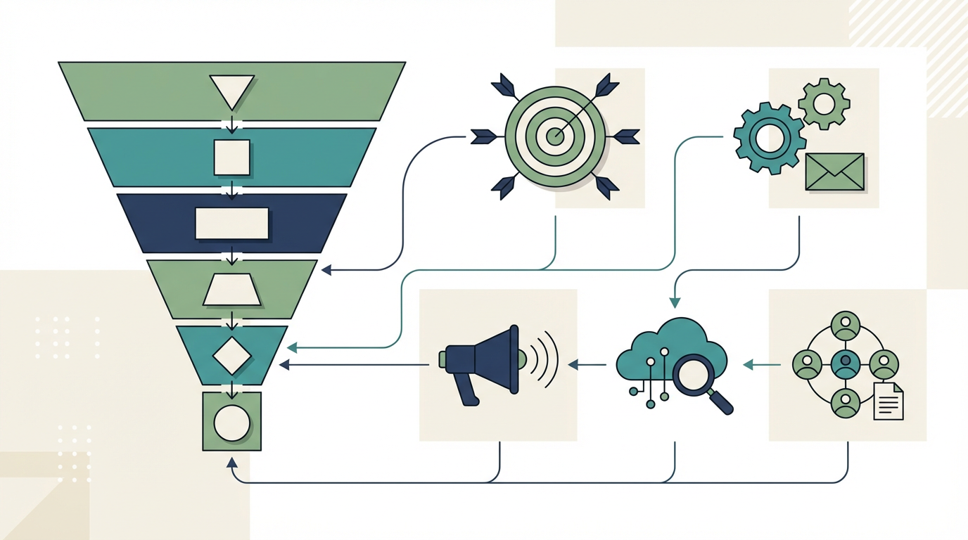 BtoBマーケティング×AIファネル完全ガイド｜戦略・ABM・MA・リード獲得を体系的に整理する