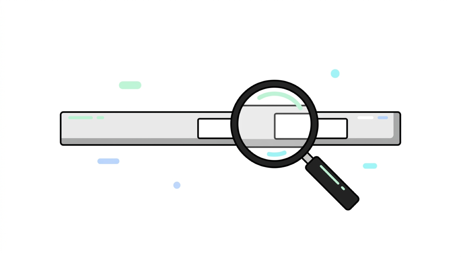 費用の抜けを示す帯を虫眼鏡で確認するイラスト