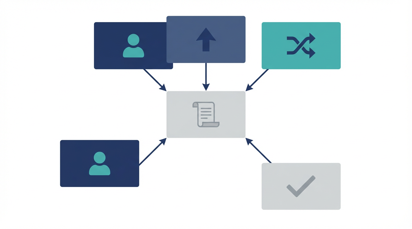 引用されやすいコンテンツ設計を、結論、比較軸、前提条件、責任主体の4要素で整理した図