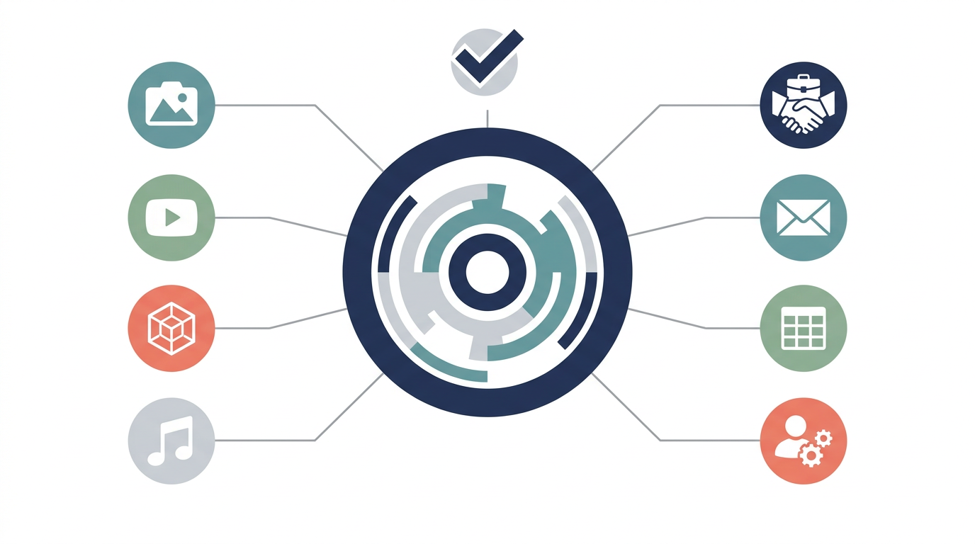 Claude for Creative Workが制作ツールと営業・マーケ業務ツールの操作レイヤーになる構造を整理した図