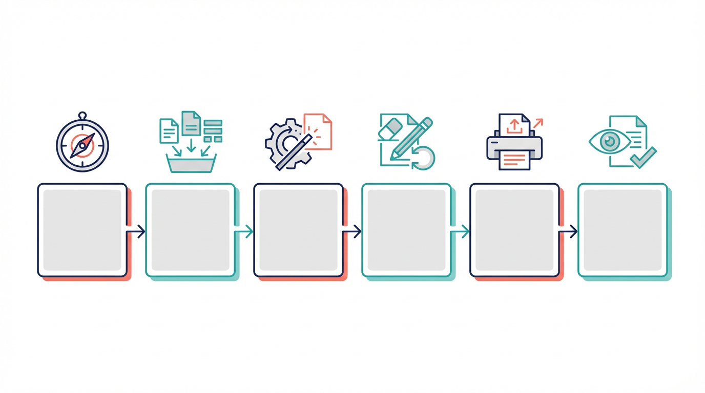 Claude Designで目的設定、素材投入、初稿作成、修正、出力、レビューへ進む実務フロー