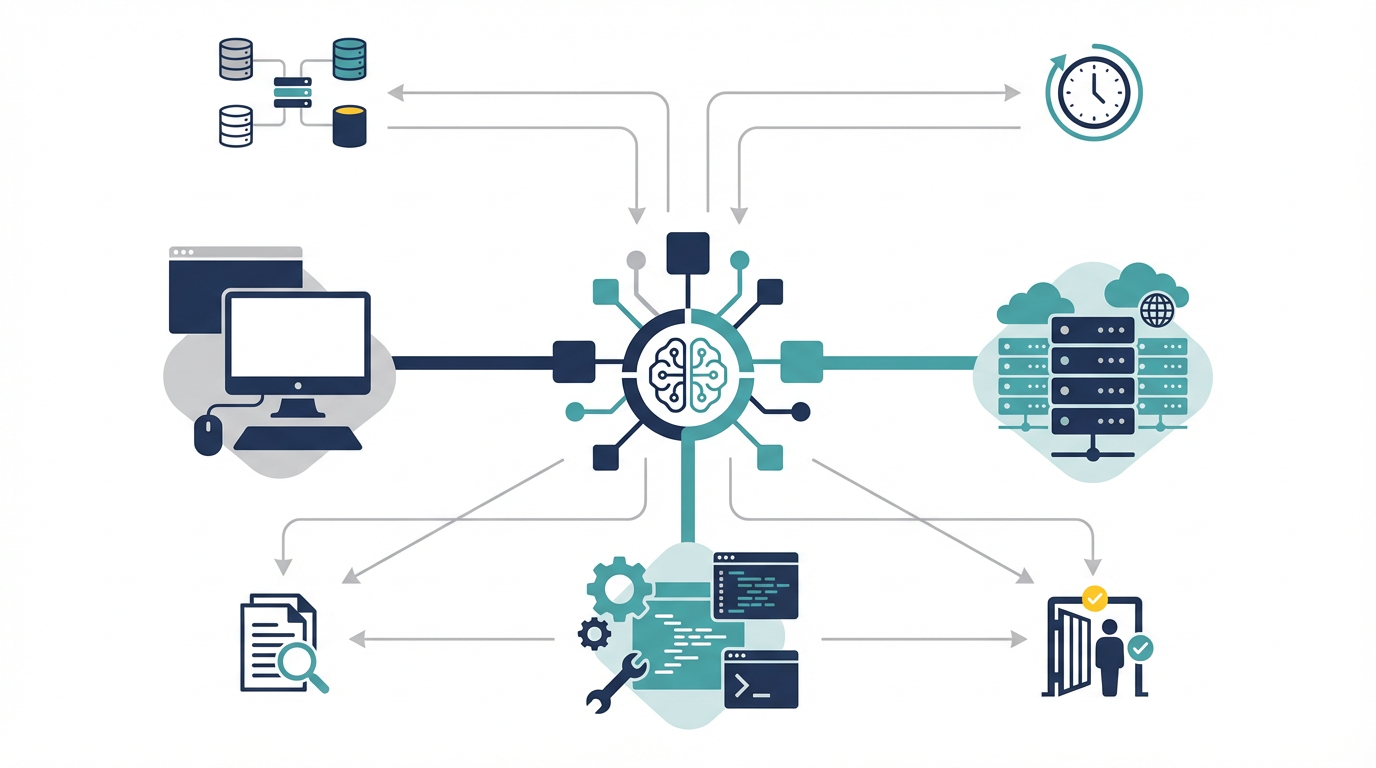 Codex、OpenClaw、Claude Codeを、操作面、接続先、定期実行、統制の観点で比較した図