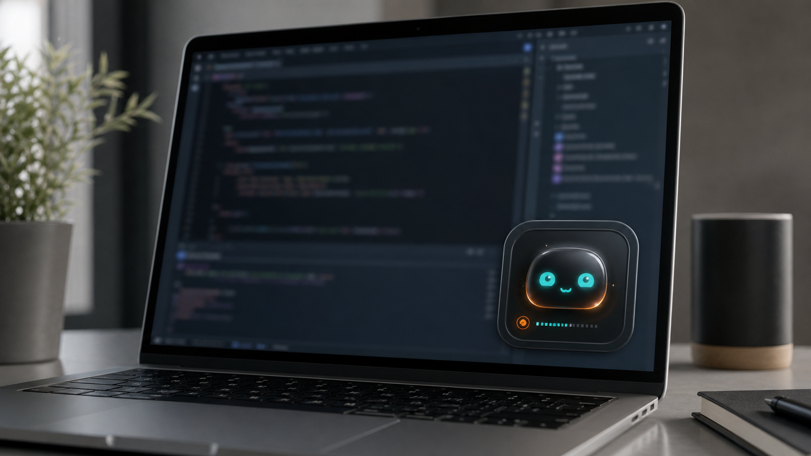 Codex petsのステータスUIがコードエディタ画面右下に大きく表示された実装イメージ