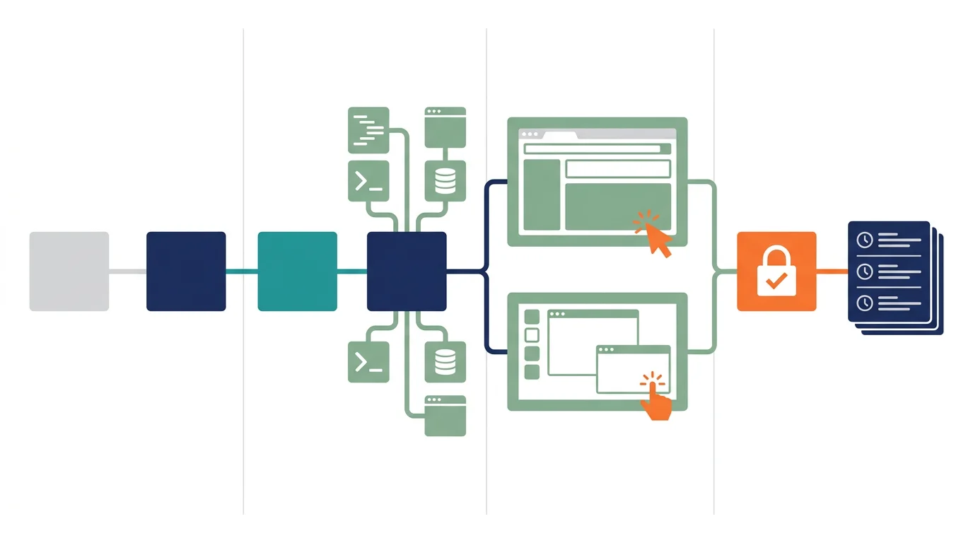 Codex remote-control、Remote connections、Computer Use、Browser useの役割を実行環境、接続、画面操作に分けて整理した図