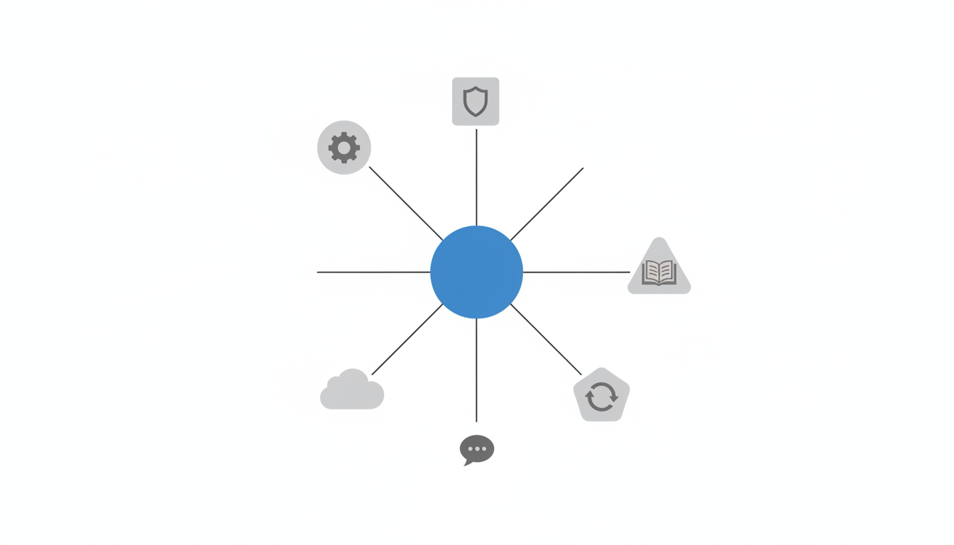 CRM運用体制を、管理者、現場責任者、情シスの役割に分けた運用イメージ図