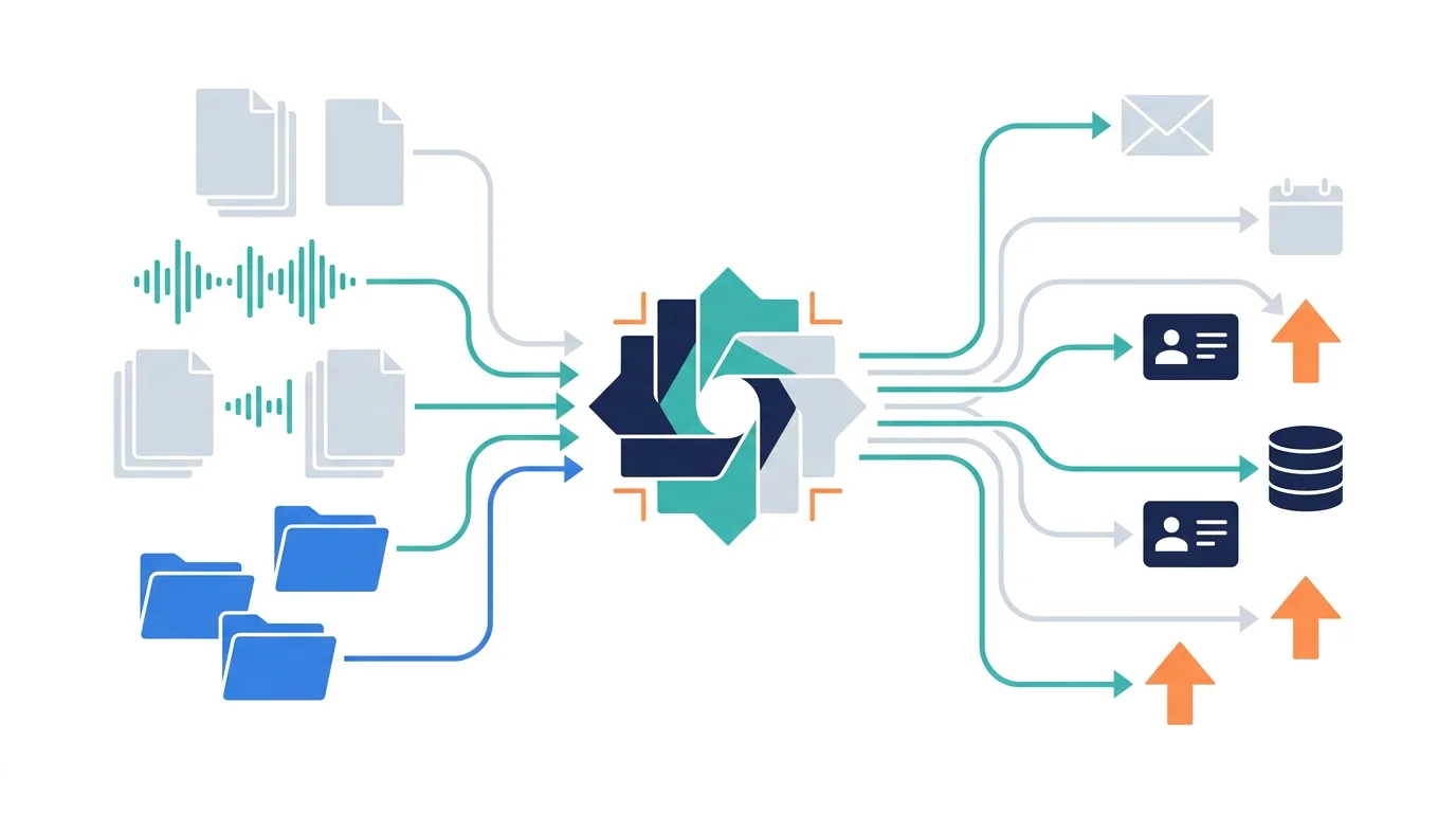 Gemini 3.1 Flash-Liteを、低コスト、高速処理、Google WorkspaceやCRM連携の観点で整理する抽象図