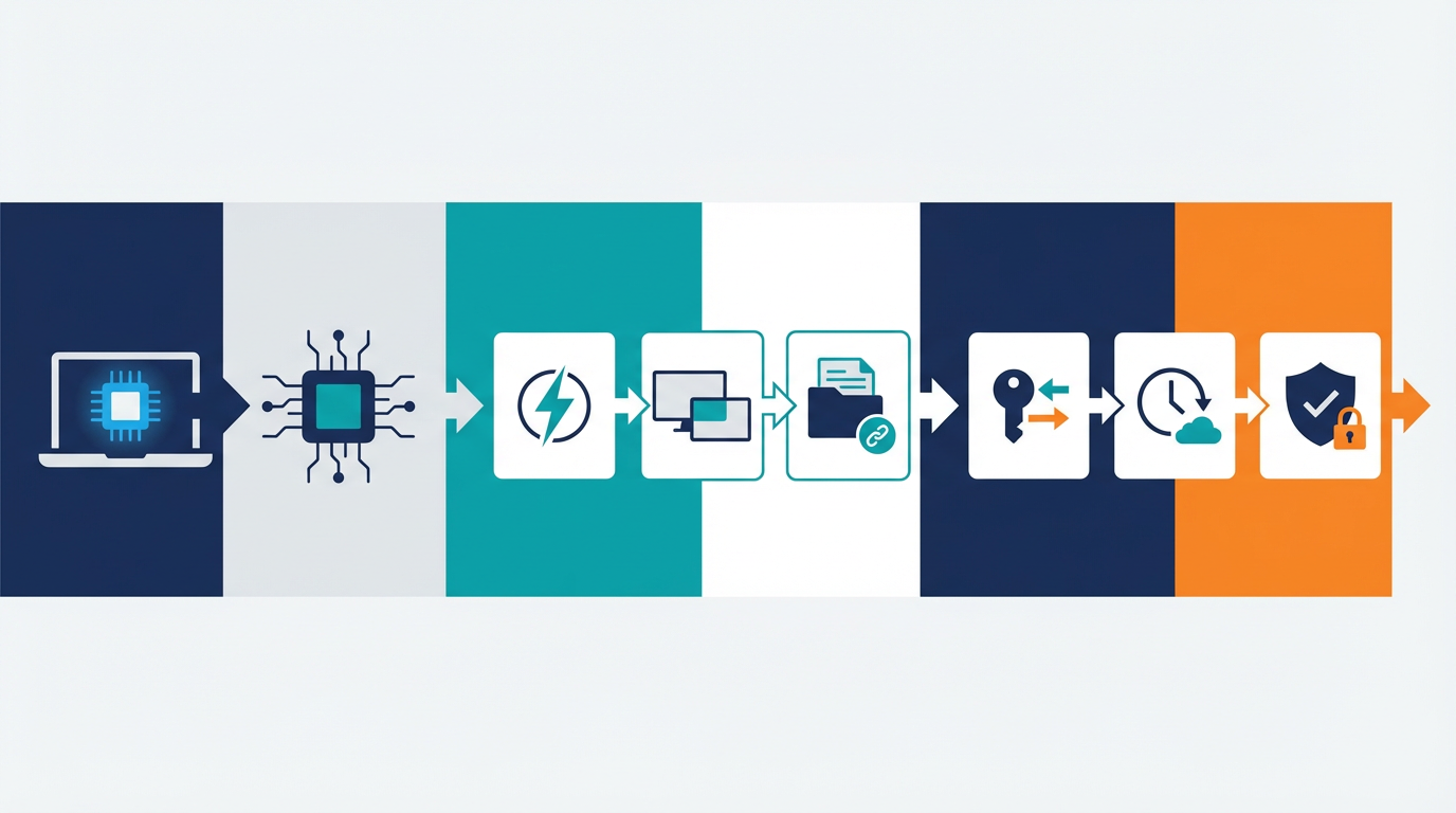 Gemini app for Mac の導入条件を、Mac 側の要件、デスクトップ機能、仕事用アカウント利用条件の3層で整理した図