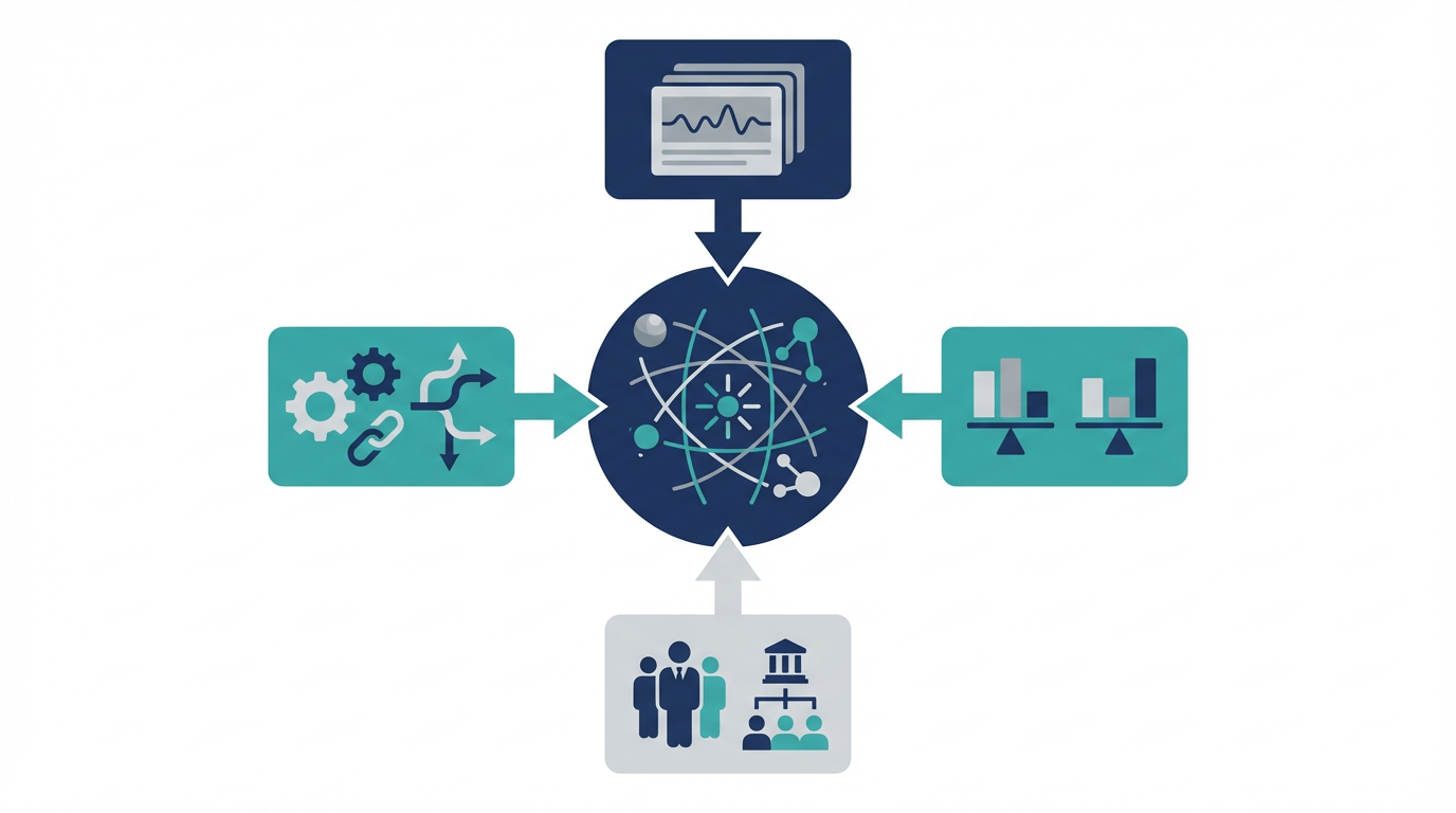 GEOを、一次情報、比較軸、責任主体、関連導線の4要素で整理した図