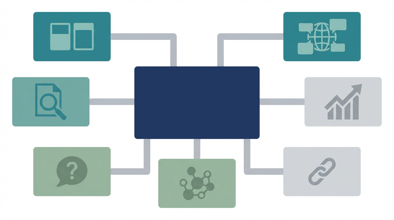 2026年のLLMO / AI検索トレンドを10個のモジュールで整理した図