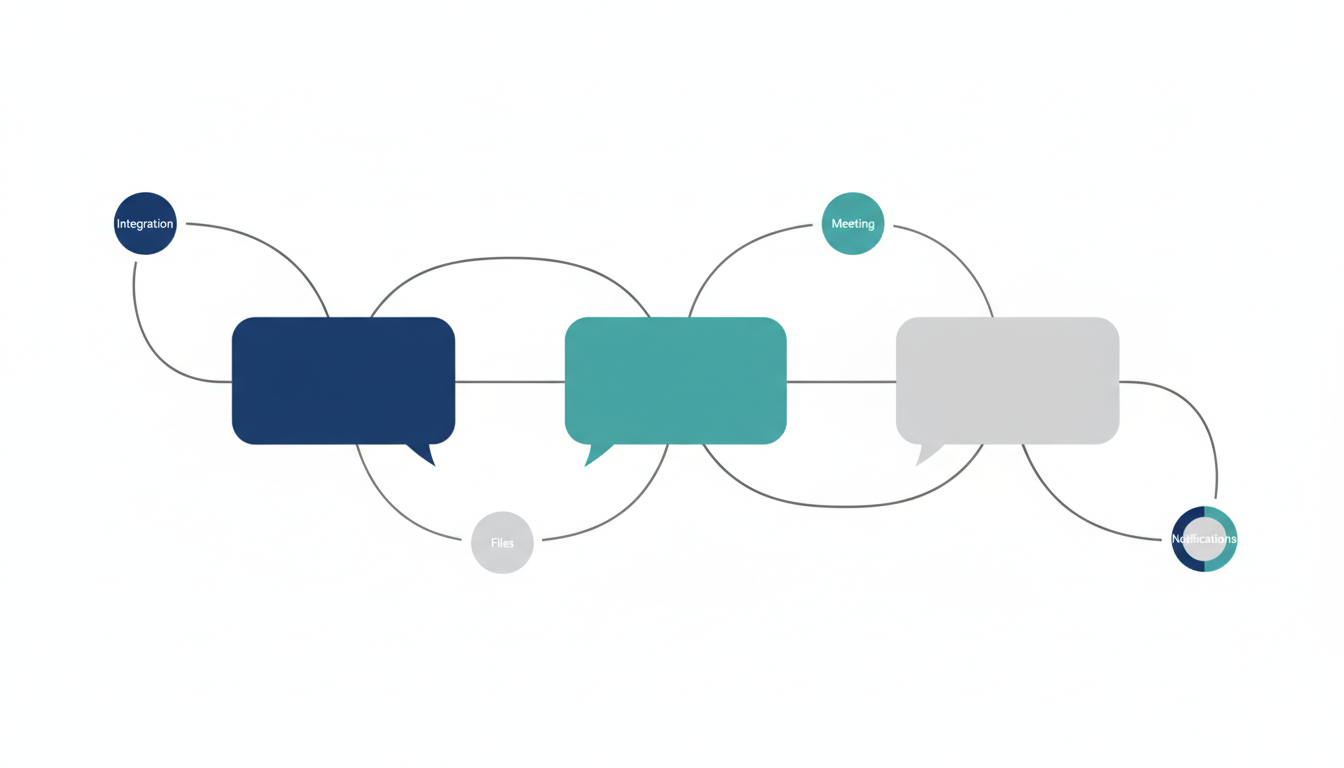 Google Chat、Slack、Teamsを業務基盤、連携、会議、ファイル共有で比較した図