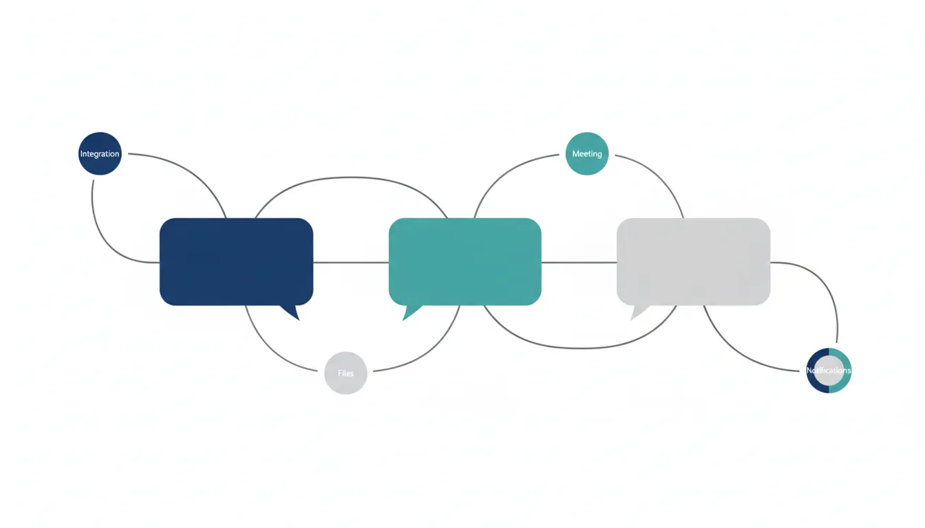 Google Chat、Slack、Teamsを業務基盤、連携、会議、ファイル共有で比較した図