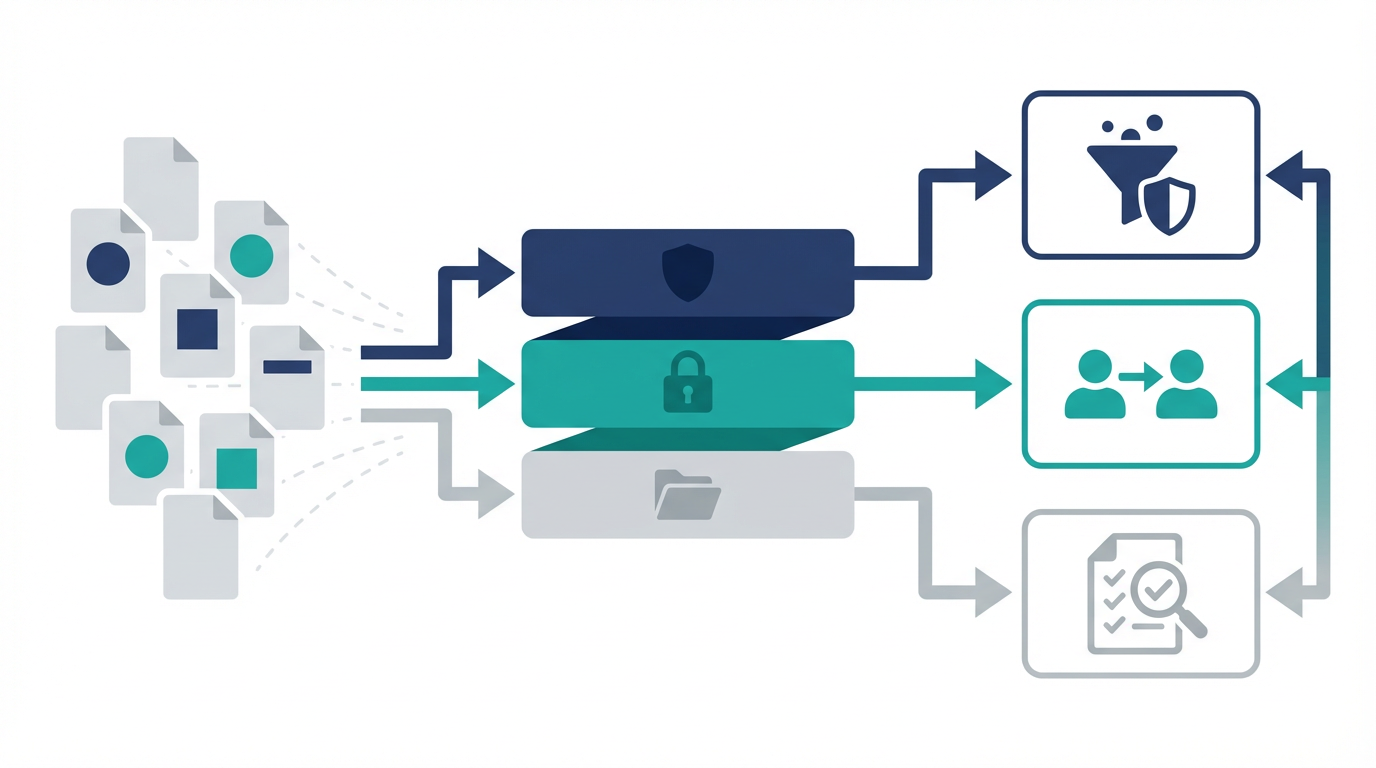 Google Driveの分類ラベルを、情報分類、DLP、自動適用、共有制御、監査の5要素で整理した図