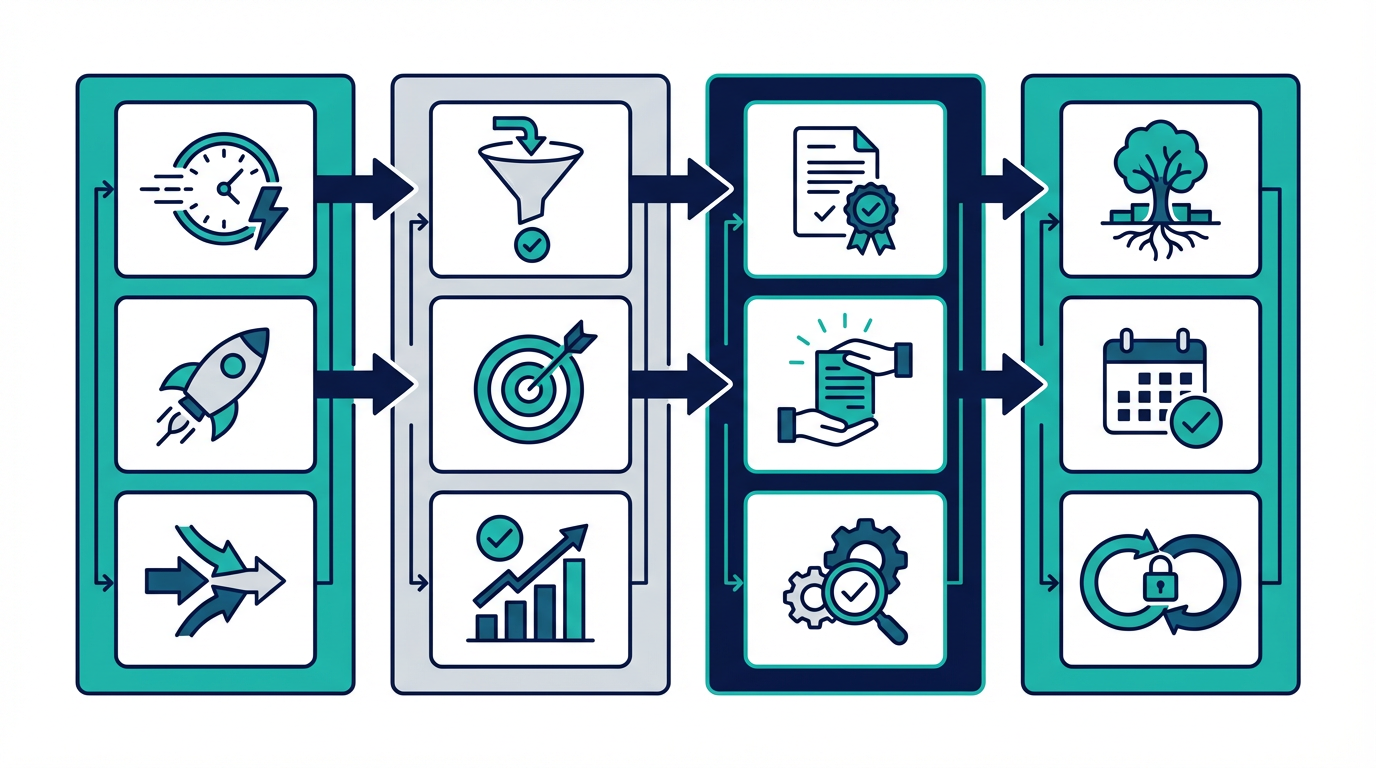 インサイドセールス KPIを、速度、商談化、受け渡し品質、運用定着の4層で整理した図