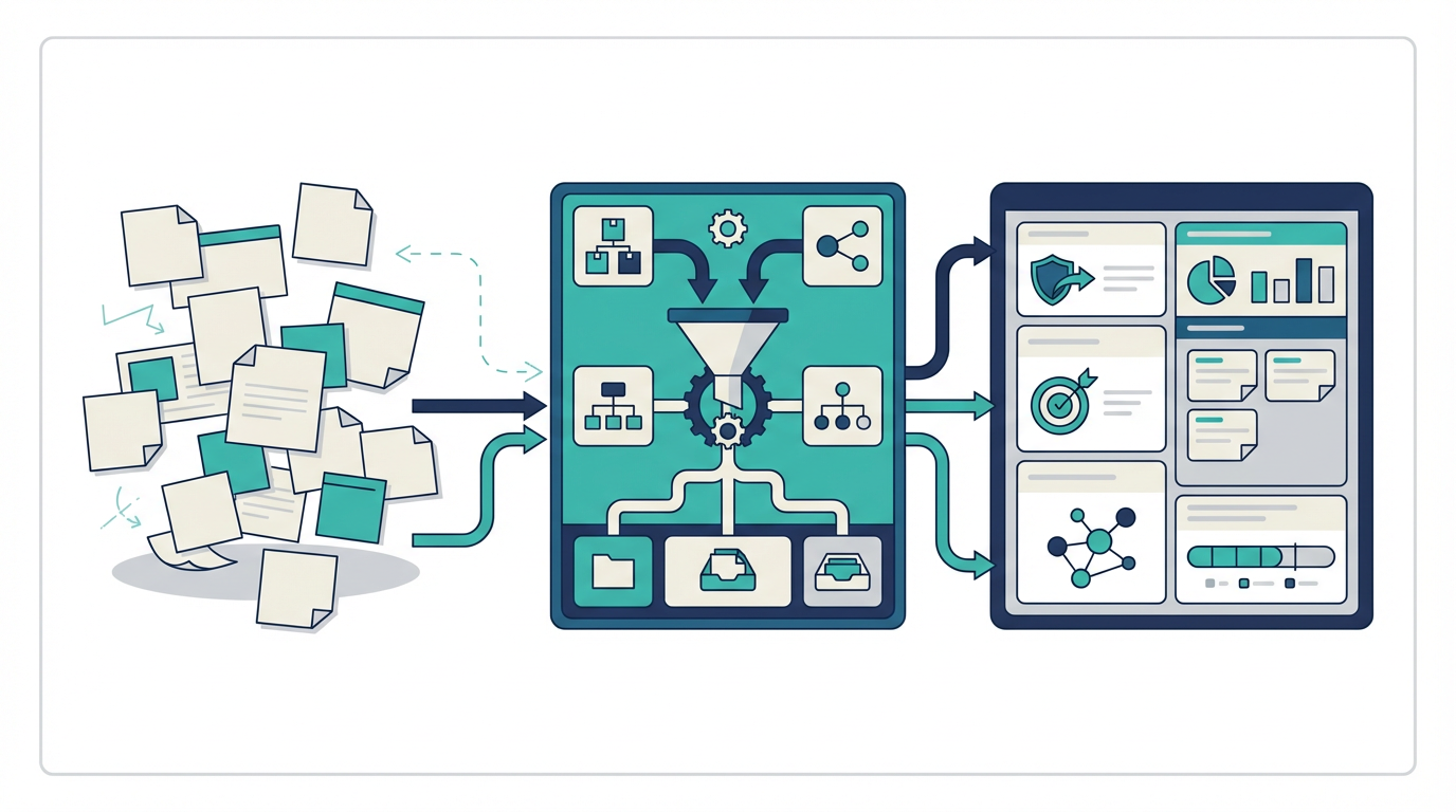 失注メモを標準化し、分類して、再発防止の打ち手へ戻す失注分析AIの流れを示した図