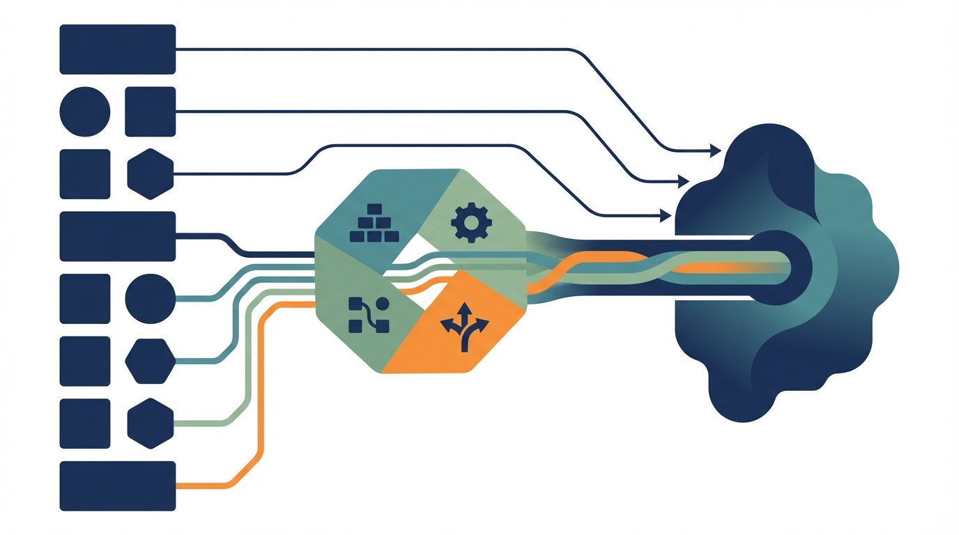 APIを基盤に、MCPサーバーがAIエージェントへデータ、ツール、プロンプトを渡す違いを整理した図