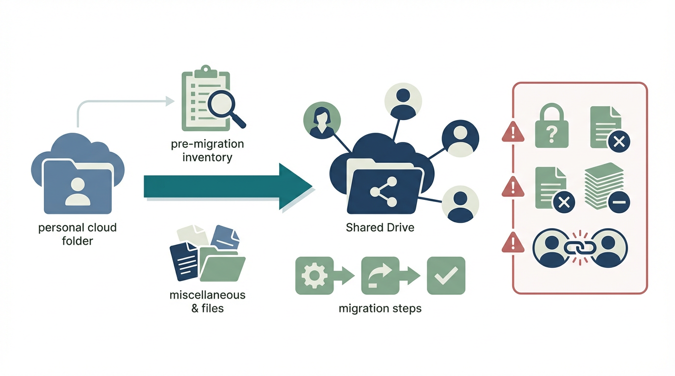 マイドライブから共有ドライブへ移行する手順｜失敗しやすいポイントと権限の落とし穴