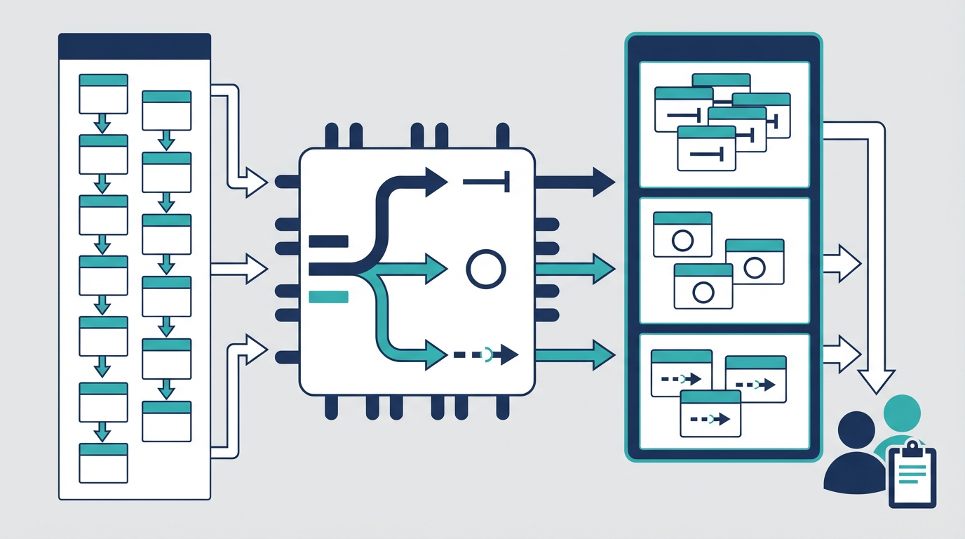 パイプライン管理AIが停滞案件や更新漏れを検知して整理する流れを示した図