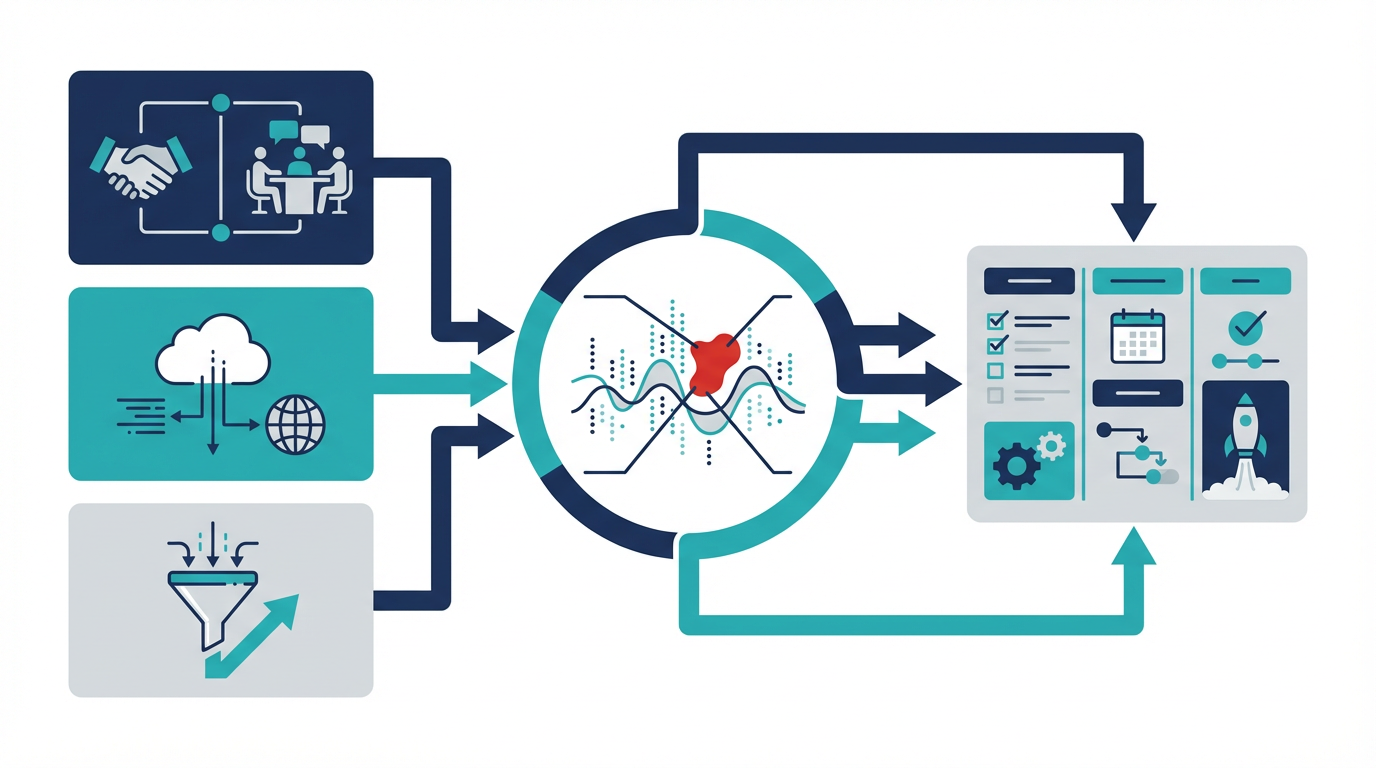 RevOpsの異常検知を、商談、配信、転換率、会議導線の4要素で整理した図