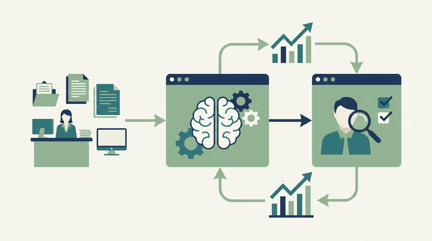 営業AI BPOとは？商談準備・CRM更新・架電後処理の任せ方 の判断軸を整理した図