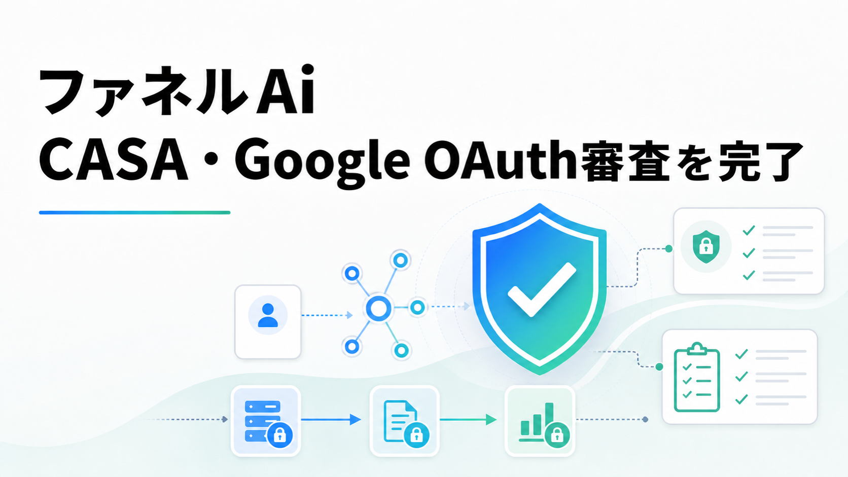 AIネイティブCRM／SFA／MA「ファネルAi」のCASAセキュリティ評価およびGoogle OAuth審査完了を知らせるバナー