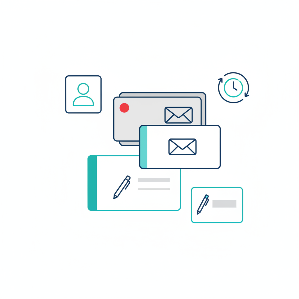 受信メールが分類され、返信下書きや次アクションに整理されるメール対応の業務図