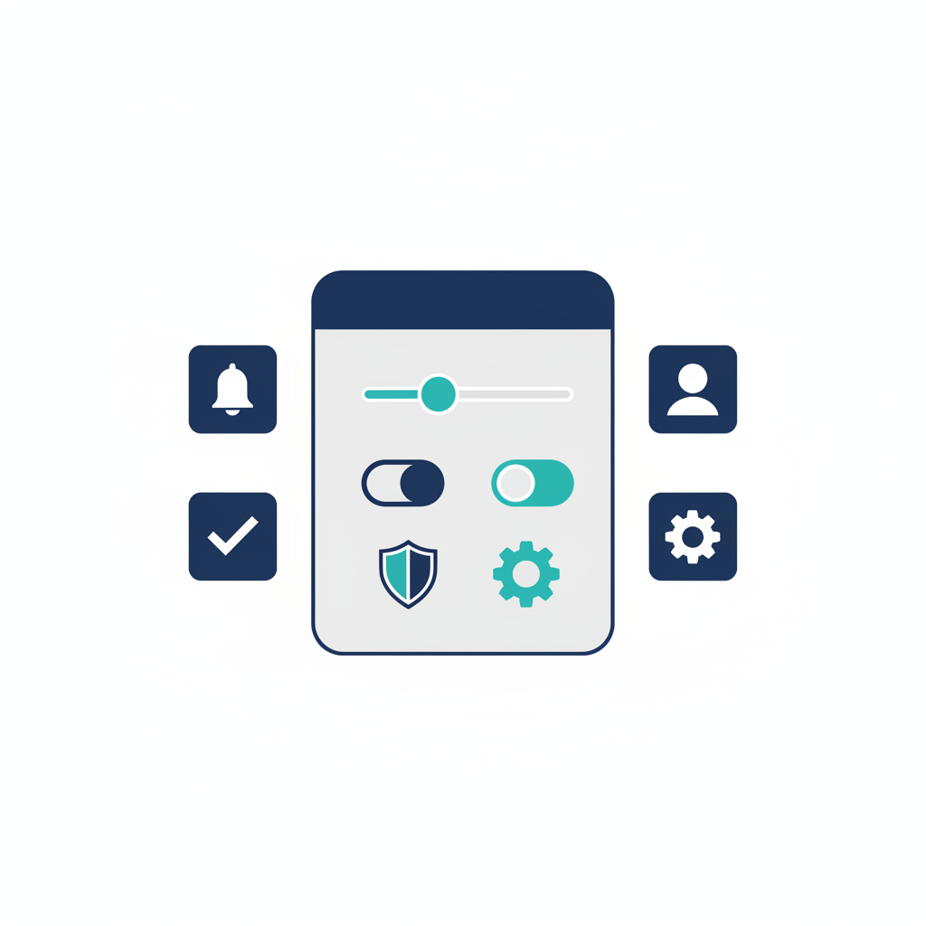 メンバーや設定項目が権限管理ハブにまとまり、運用基盤として整えられる管理機能の図