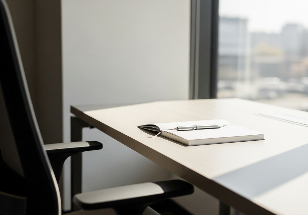 窓際の社内デスク