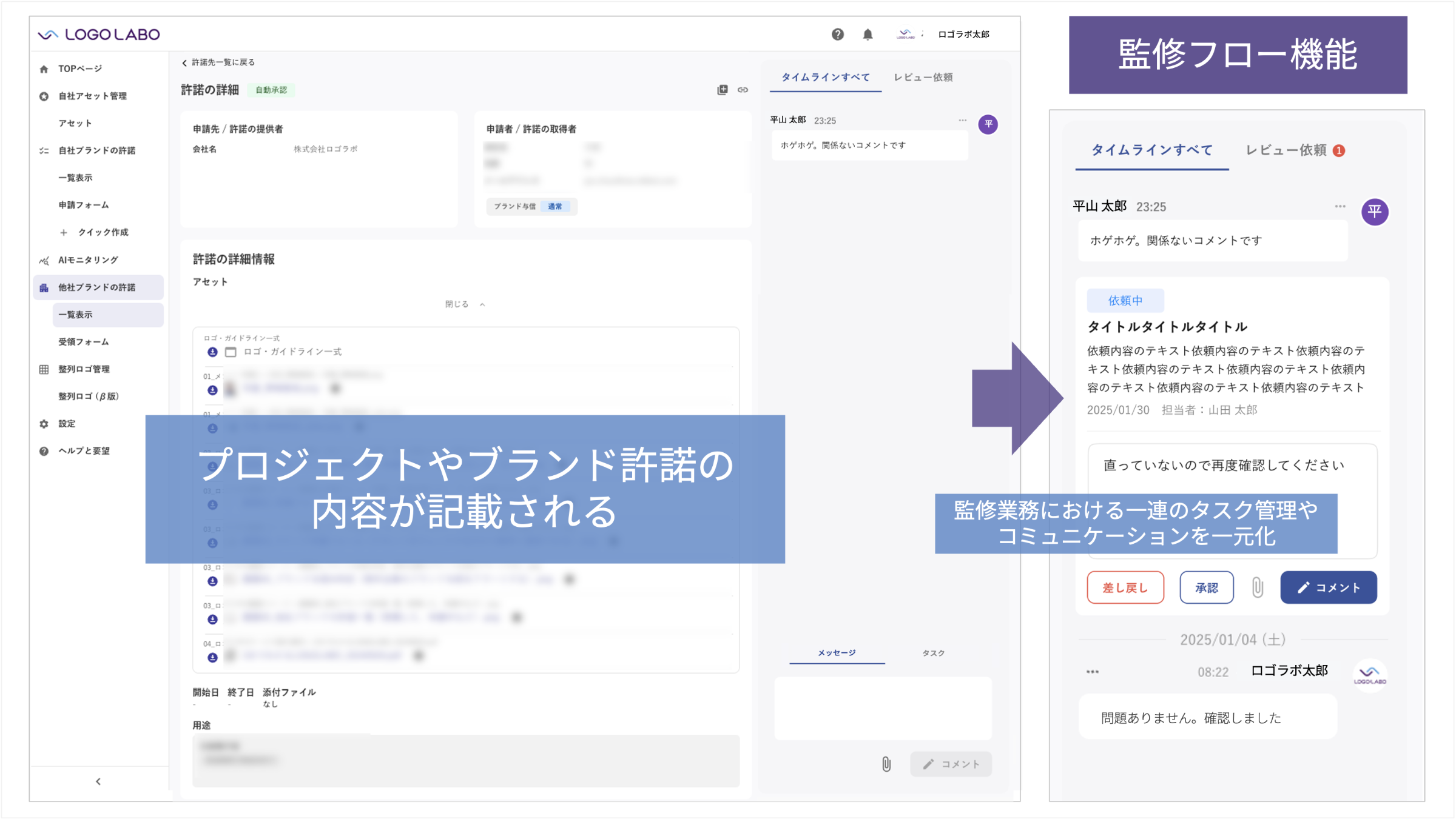 国内初※1 ブランド許諾管理SaaS「ファネルAi」、知的財産・ブランド保護に必須の監修フロー機能を実装 〜タスク管理と許諾状況・レビュー状況の明確化〜 の図版