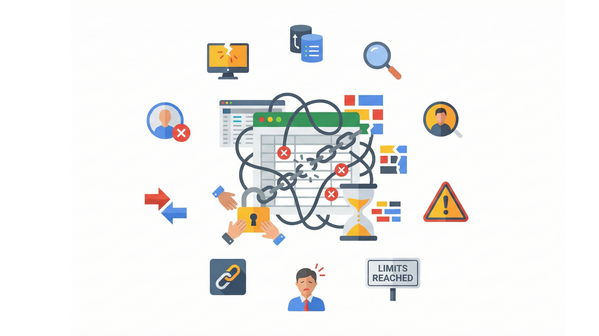 スプレッドシート顧客管理の限界サイン10個｜重い・壊れる・権限が地獄になる前に
