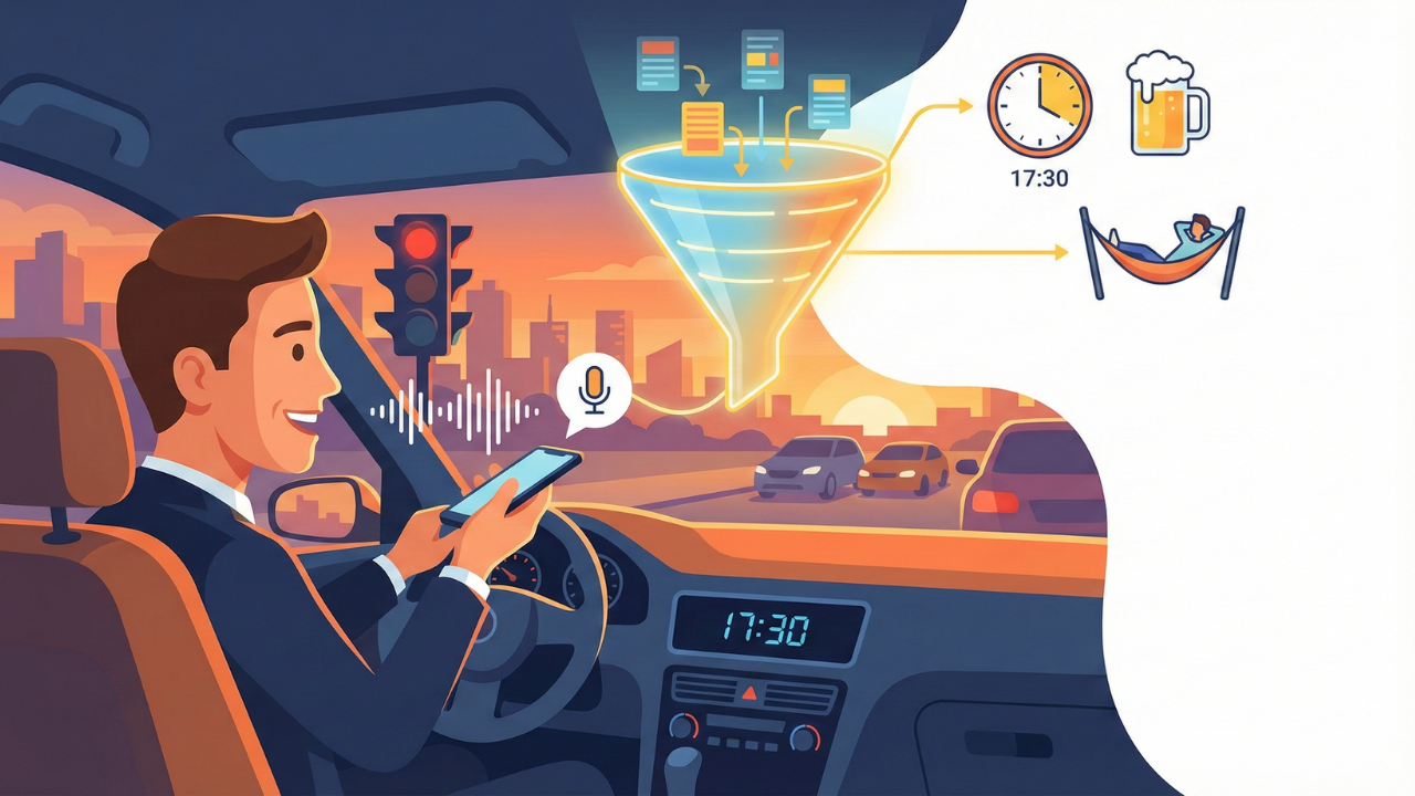 【現場営業マン専用】「ファネル」を回して定時で帰る技術｜信号待ちの1分で日報を終わらせる「スマホ音声入力」革命