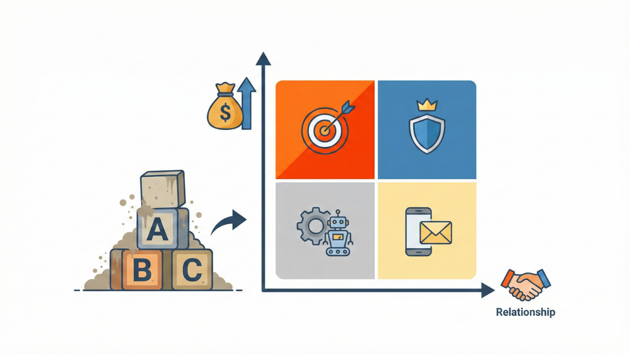 売上実績だけでランク付けしていませんか？ ルートセールスの「ファネル」を再定義する「ポテンシャル×関係値」の訪問戦略