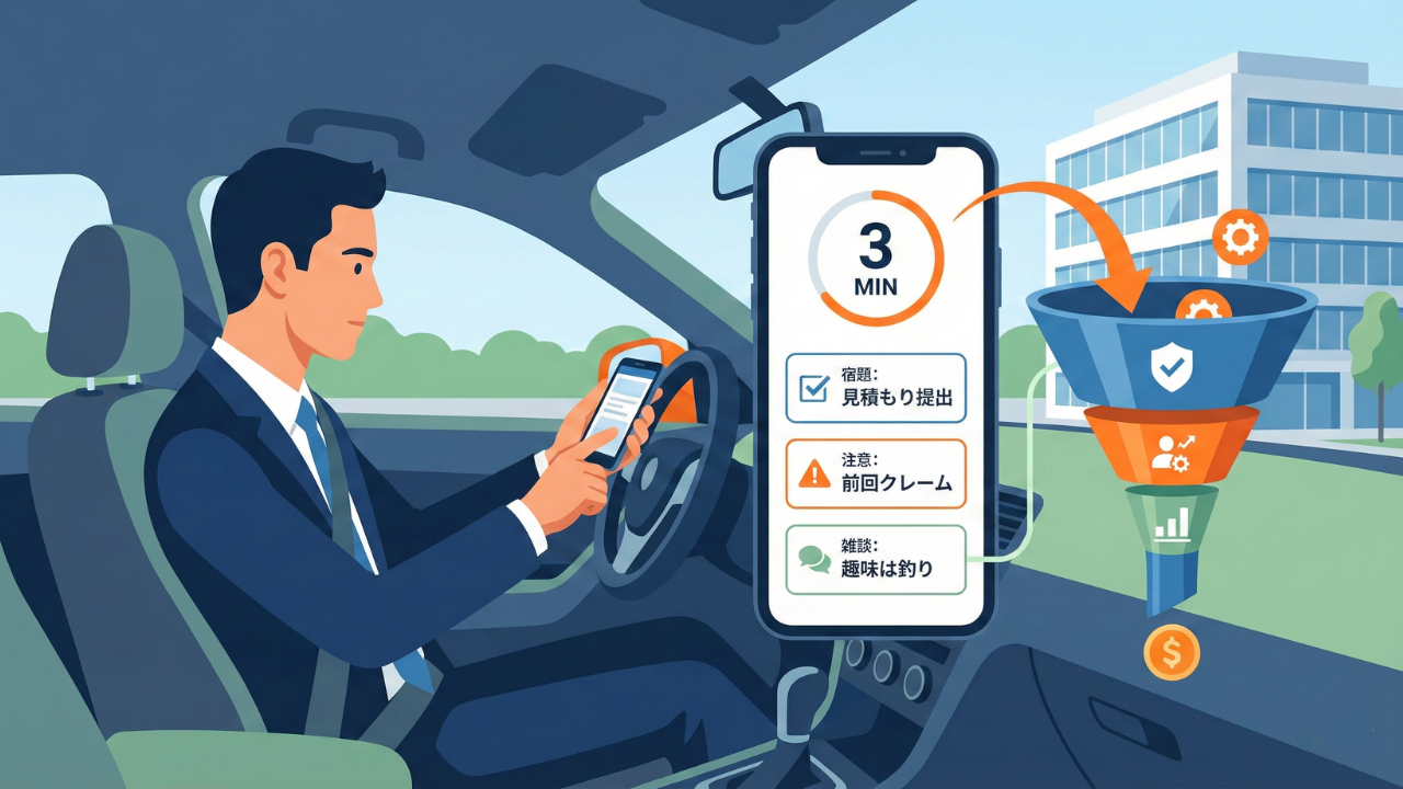 商談直前3分のスマホチェックが「ファネル」を動かす。ルートセールスを救う、最強の履歴検索と画面設計
