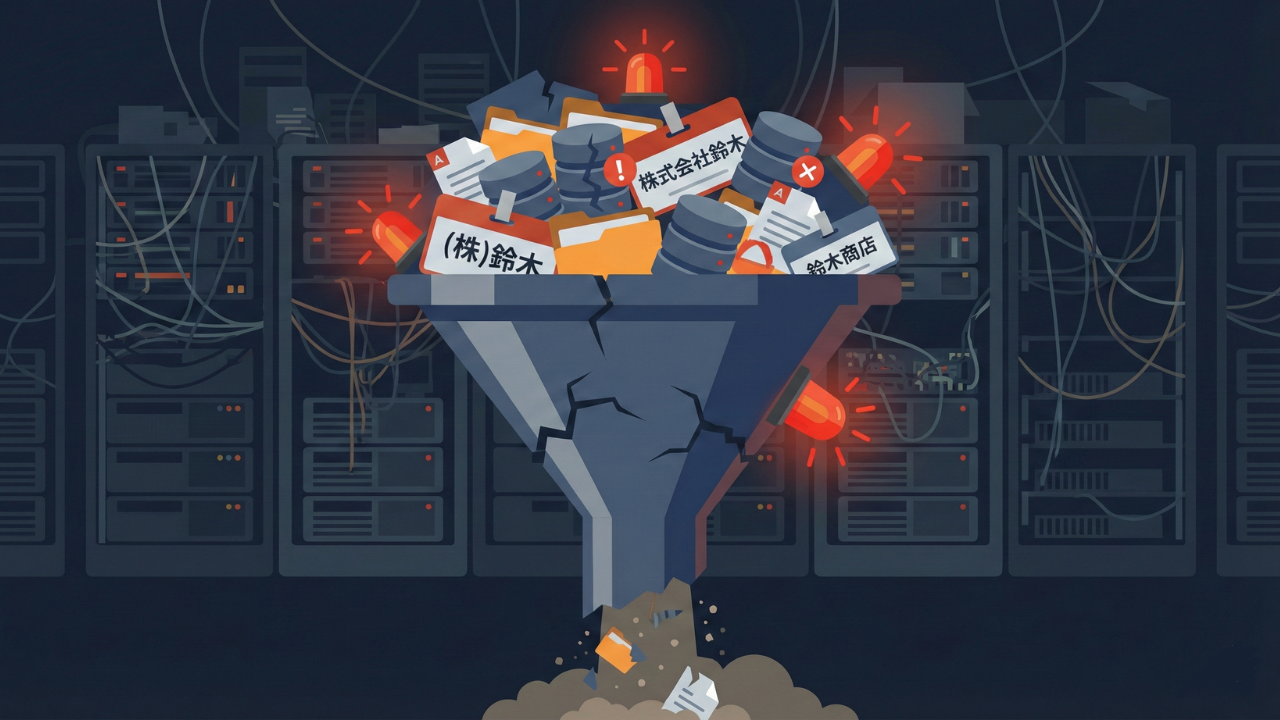 CRMが「ゴミ屋敷」と化す日。重複・表記揺れがあなたの会社の「ファネル」を殺す理由