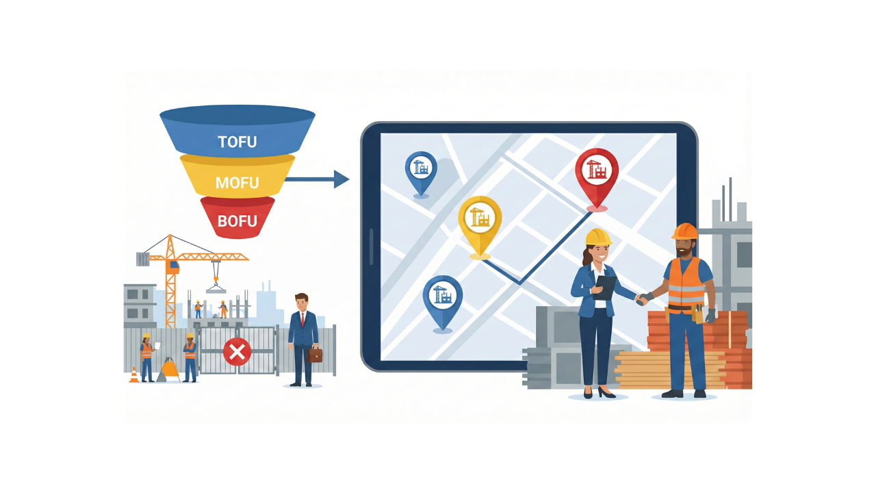 建材商社のルート営業に「ファネル」が必要な理由。現場訪問の空振りをなくす位置情報×タイミング最適化戦略