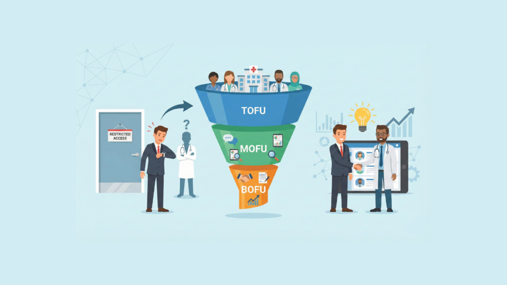 【医療機器ディーラー向け】ドクター・技師の「個別ファネル」を構築せよ。面会規制時代を生き抜く嗜好情報管理術