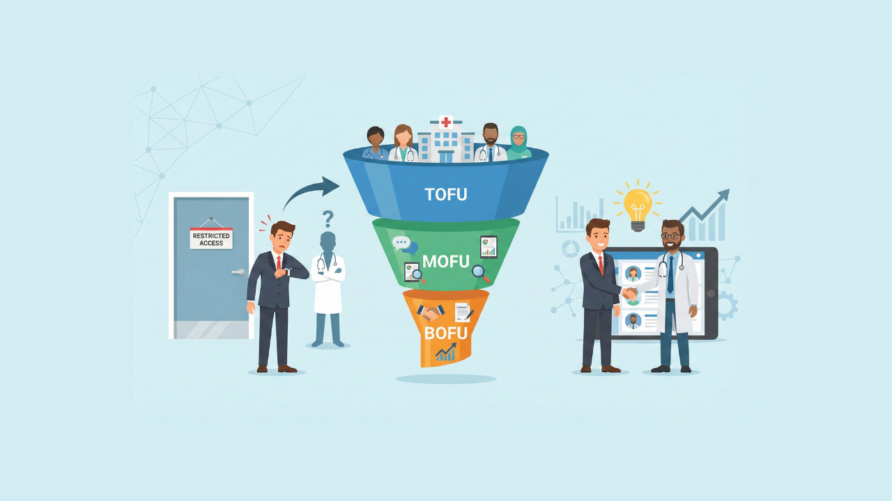 【医療機器ディーラー向け】ドクター・技師の「個別ファネル」を構築せよ。面会規制時代を生き抜く嗜好情報管理術